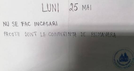 Luni, 25.05.2026, nu se fac incasari